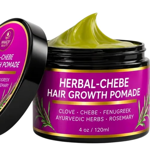 MAKOF BEAUTY Chebe Grasa para el crecimiento del cabello, pomada de hierbas con clavo, fenogreco, romero, moringa y hierbas ayurvédicas para pérdida