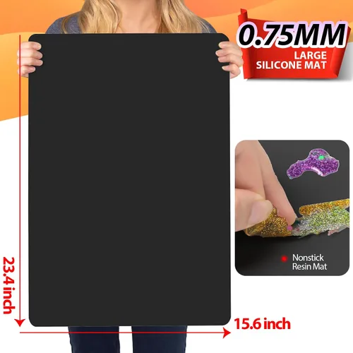 Miniatura 2 de LEOBRO Tapete de silicona grande, 23.4 x 15.6 pulgadas, color negro, para manualidades, para moldes de resina, arcilla, pintura, arte