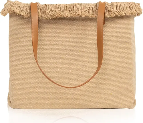 BYF Bolsa de playa grande a prueba de arena para mujer, bolsa de lona gruesa, bonita bolsa de mano para viajes, vacaciones, gimnasio, compras