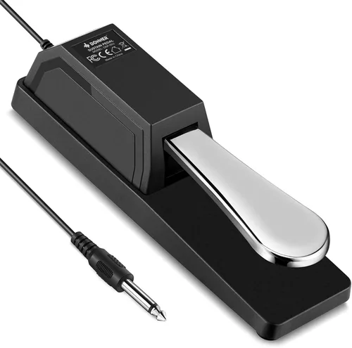 Miniatura 8 de Donner DSP-001 Pedal de sostenimiento para teclado, pedal de piano universal con interruptor de polaridad para piano digital/teclado de Negro