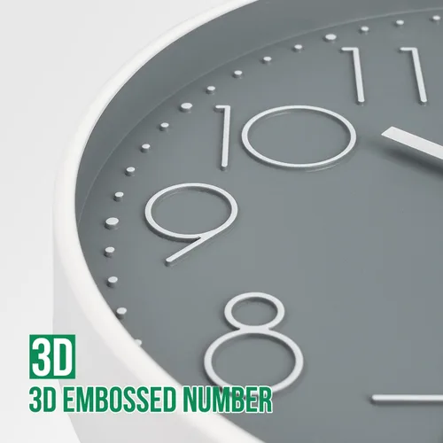 Miniatura 6 de Reloj de pared de 10 pulgadas, silencioso, sin tictac, moderno, estilo simple, redondo, decorativo, con esfera estereoscópica de cuarzo, para el Gris