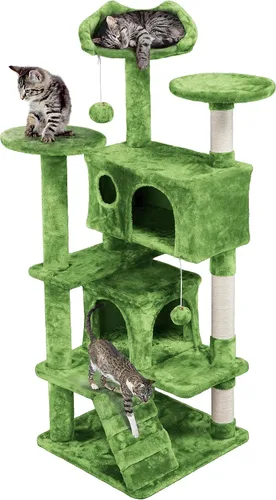 Miniatura 26 de Topeakmart Árbol para gatos de 54 pulgadas, torre para gatos con postes rascadores y percha para condominios grandes, muebles de casa con soporte