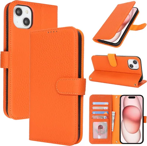 Miniatura 35 de Zouzt Funda para iPhone 11 de 6.1 pulgadas de piel auténtica con 4 ranuras para tarjetas, tarjetero con bloqueo RFID, tapa magnética, función atril