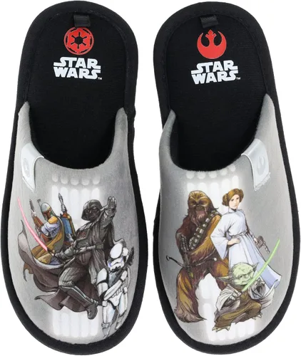 STAR WARS Pantuflas Mismatch Family Slide Slippers, amortiguación de espuma viscoelástica, para interiores y exteriores, Stormtrooper Princess Leia