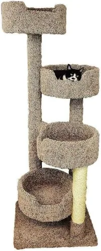 HomeStock Cat Tower - Árbol para gatos grande con varios niveles con postes rascadores, muebles para gatos de interior, color beige