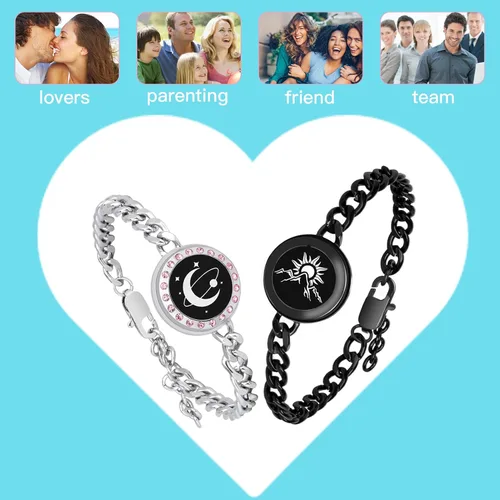 Miniatura 5 de Long Distance Touch Bracelets,Vibration & Light up Remote Smart Matching Couples Bracelet for Couple Long Distance Relationship Girlfriend Boyfriend