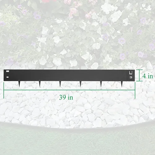 Miniatura 7 de Borde de acero para paisaje de 4 x 39 pulgadas, borde de metal negro, borde de acero con martillo, borde de acero para jardín, 5