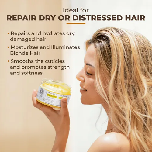 Miniatura 2 de Intea Mascarilla capilar para cabello rubio, teñido o enjuagado, 8.3 onzas, restaura los reflejos dañados, sin parabenos ni amoníaco, con extracto