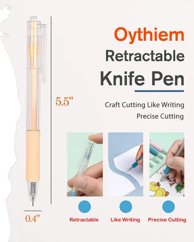 Miniatura 3 de Oythiem Herramientas de Corte de Bolígrafo Cuchillo para Manualidades - Bolígrafo Cortador de Papel de Precisión con Cabezal de Corte de Acero