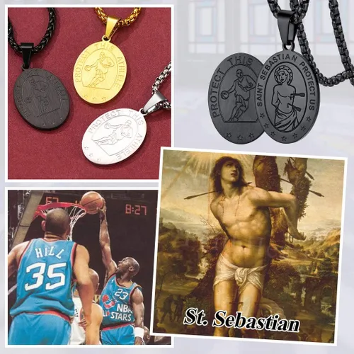 Miniatura 3 de FaithHeart Collar de San Sebastián, patrón de acero inoxidable, santo de atletas, medallón protector cristiano para béisbol, fútbol, baloncesto