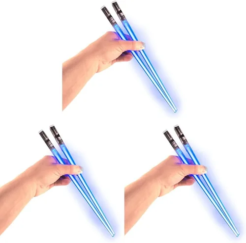 Miniatura 8 de Palillos de sable de luz con luz LED - Sables de luz brillantes de Star Wars, palillos reutilizables para sushi, juego de palillos con luz LED de 1
