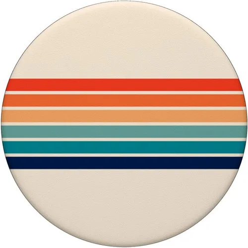 Miniatura 3 de Diseño abstracto de rayas retro de los años 70, diseño vintage con texto "Love PopSockets", agarre y soporte para teléfonos y tabletas, Negro