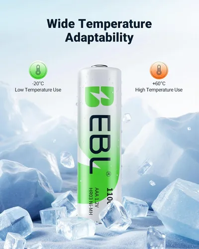 Miniatura 9 de EBL Baterías AAA Recargables con Cargador, 1100mAh NiMH, 1.2V, Recarga hasta 1200 veces, Baterías Triple A para Teléfono Inalámbrico (Paquete de 16)