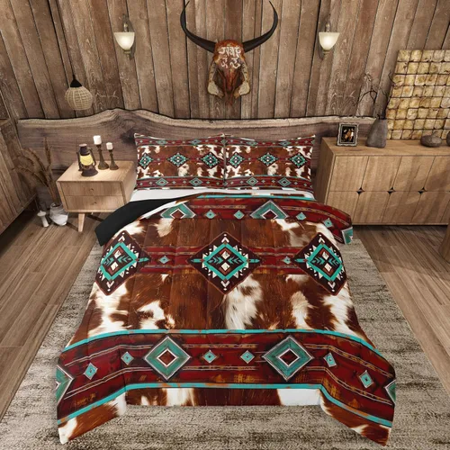 Miniatura 45 de Feelyou Juego de ropa de cama de vaca de las Highland para niños, edredón de ganado con girasol para niñas, adolescentes, juego de edredón