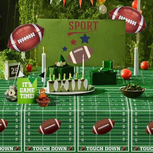 Miniatura 3 de Manteles de fútbol, paquete de 4 fundas rectangulares para mesa de fútbol, para el día del juego, campo de fútbol para decoraciones de fútbol