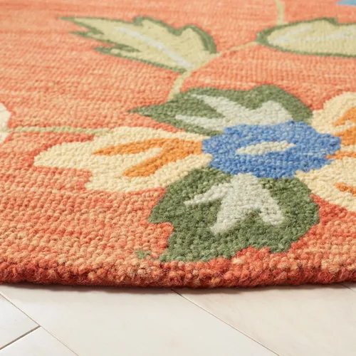 Miniatura 5 de SAFAVIEH Blossom Collection BLM673A - Alfombra redonda de lana de primera calidad, hecha a mano, 6 pies, color óxido y multicolor