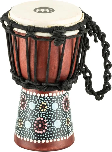 Mini tambor de mano Djembe para decoración de habitaciones - NO HECHO EN CHINA - Madera de caoba pintada a mano, 2 años de garantía