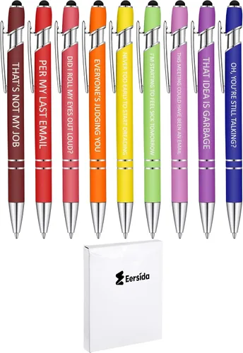 Miniatura 8 de Eersida 10 bolígrafos divertidos para compañeros de trabajo, regalo de broma para adultos, bolígrafos sarcásticos negativos con citas negativas