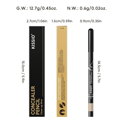 Miniatura 8 de KISSIO Lápiz corrector, corrector debajo de los ojos, cubre el acné y las pecas, abrillantador, impermeable, de larga duración, crema, lápiz