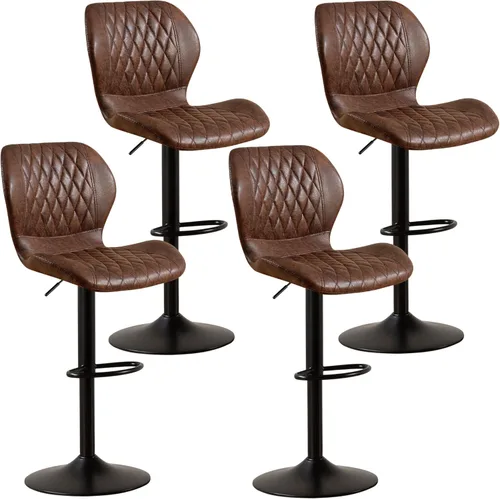 Miniatura 36 de Taburetes de bar modernos, taburetes de bar giratorios con respaldo alto, taburetes de bar de tela ajustables para sillas de isla de cocina