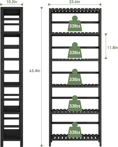 Miniatura 3 de Bamjoy Estante de bambú, estantería de 6 niveles, estantes de almacenamiento ajustables, estante alto para plantas, estante de almacenamiento