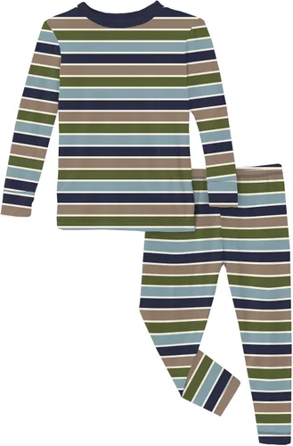 Miniatura 88 de KicKee Pants Conjunto de pijama de manga larga con estampado de piezas