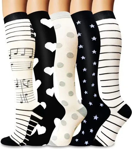 5 pares de calcetines de compresión de cobre para mujeres y hombres, circulación de 20-30 mmHg, el mejor apoyo para correr, atletismo, enfermería,