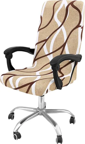 Miniatura 28 de Smiry - Fundas elásticas impresas para silla de oficina de computadora, fundas para sillas giratorias universales de escritorio, extraíbles, Negro