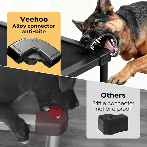 Miniatura 2 de Veehoo Cama elevada para perros a prueba de masticación, catre elevado duradero para mascotas con tapete impermeable relleno de algodón de Negro