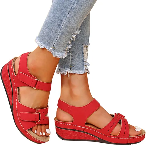 Miniatura 9 de Sandalias ortopédicas de moda para mujer, pantuflas para caminar con soporte de arco, puntera abierta, correa de tobillo, alpargatas de plataforma