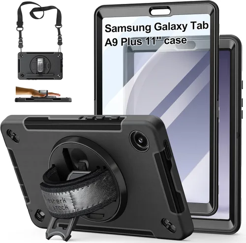 Miniatura 9 de Funda para Galaxy Tab Active 5 Pro 2025/4 Pro 2022/2019 de 10.1 Pulgadas: TPU con Soporte - Protector de Pantalla - Correa de Mano - Correa de Negro