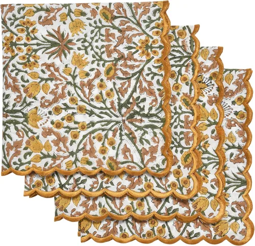 Miniatura 31 de Ridhi Juego de 4 servilletas bordadas reutilizables de algodón para bodas, fiestas, regalo diario para primavera, Pascua, San Valentín