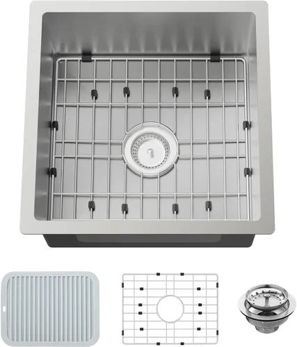 Miniatura 18 de Fregadero de cocina y bar negro de 12 x 16 pulgadas, pequeño tazón de acero inoxidable para montaje inferior, fregadero de cocina y bar, elección