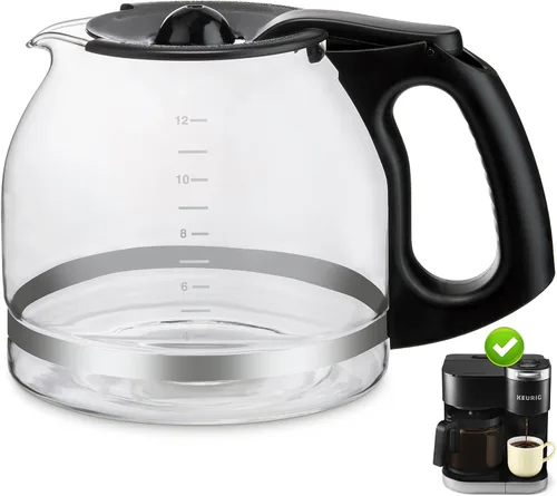 Jarra de café de repuesto de vidrio de 12 tazas solo para cafetera KEURIG K-DUO de una sola porción y jarra | NO el modelo K-Duo Essentials