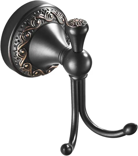 Miniatura 15 de Barra doble para toallas de bronce aceitado frotado de latón, ajustable de 15.5 a 27.5 pulgadas, soporte de barra para toallas de baño para portador