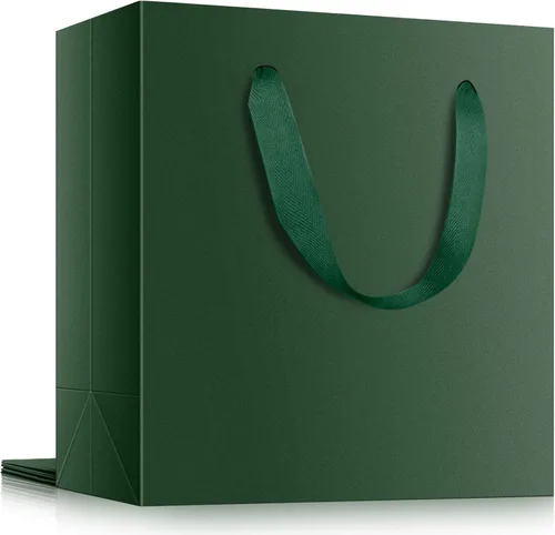 Miniatura 26 de EUSOAR Bolsas de Regalo Grandes Azul Marino, Paquete de 25 - Bolsas de Papel de Compras de 12.5"x4.5"x11" con Asas para Negocios, Manualidades