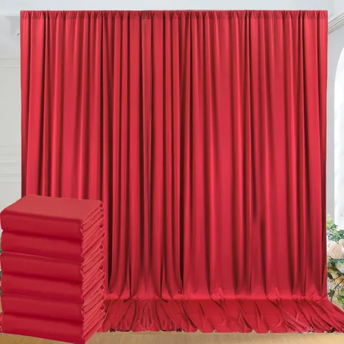 Miniatura 53 de Cortinas de telón de fondo granate de 10 pies x 10 pies sin arrugas para fiestas, 2 paneles de cortinas de telón de fondo de poliéster sedoso
