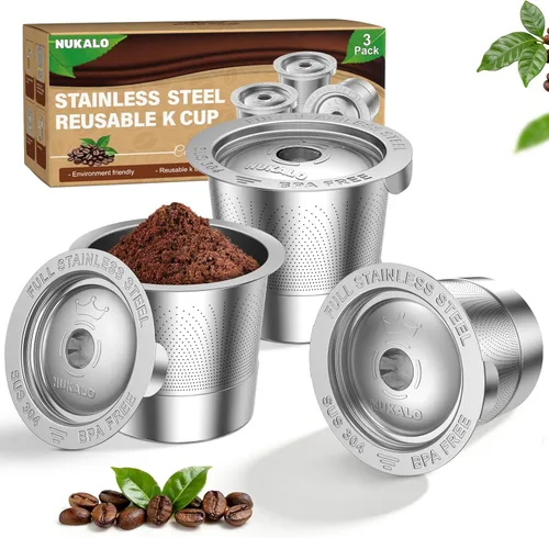Miniatura 10 de Cápsulas K reutilizables para Keurig: Cápsulas K recargables de acero inoxidable completo, filtro de café reutilizable para máquinas de café Keurig