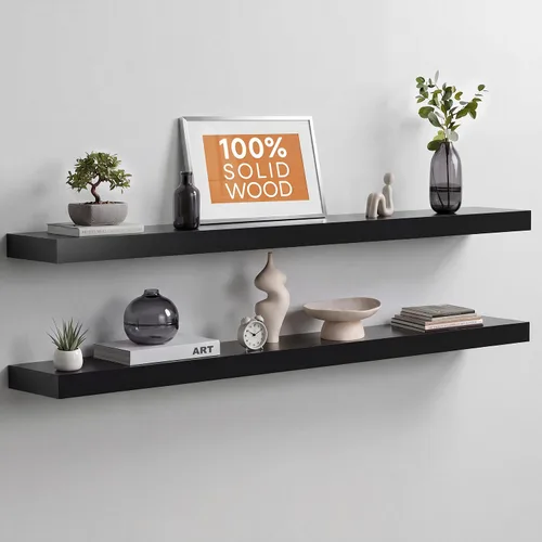 Miniatura 64 de Homeforia Estante flotante blanco de 48 pulgadas, estantes flotantes de madera maciza de alta gama de 48 pulgadas de largo para montaje en pared