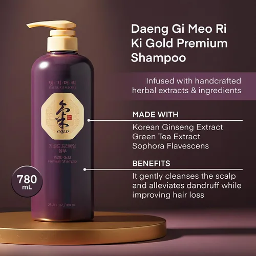 Miniatura 3 de Daeng Gi Meo Ri - Champú Ki Gold Premium+Set de Tratamiento, Humedad efectiva para secar y cabello áspero, sin color artificial, 26.4 fl oz cada uno