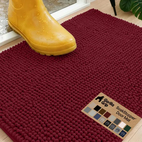 Miniatura 89 de GORILLA GRIP SOAKSTOPPER - Tapete para puerta de perro, 30 x 20 pulgadas, lavable a máquina, absorbente, captura la humedad, barro, suciedad, Negro