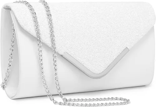 Miniatura 11 de Dasein Bolsos de noche para mujer, bolsos de mano formales para bodas, fiestas, bailes, bolsos con correa para el hombro y solapa con purpurina