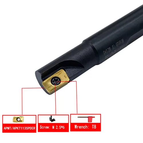 Miniatura 4 de GBJ APMT1135 Insertos de fresado de cara indexable con hombro cuadrado de 90 grados, soporte de herramienta de fresado indexable de 1/2 pulgada