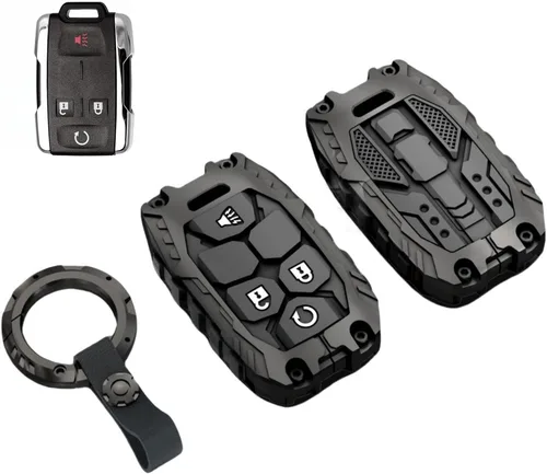 Funda protectora pesada para llavero GMC, llavero, accesorios para GMC Chevy Colorado Silverado Suburban Tahoe Silverado (tipo A 4 botones)