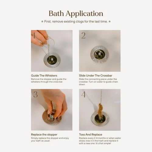 Miniatura 4 de DrainWig Atrapasador de pelo de drenaje de bañera, trampa desechable para el cabello, fácil de instalar en el drenaje de la bañera, ayuda a prevenir