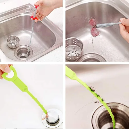Miniatura 2 de Herramienta para eliminar obstrucciones de pelo de serpiente, garra de acero inoxidable de 34 pulgadas y paquete de 3 herramientas de Orange