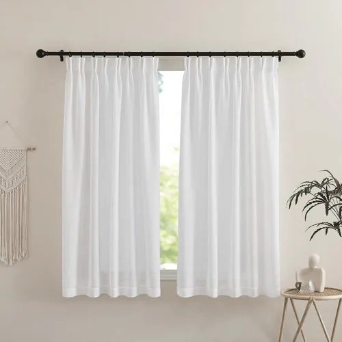 Miniatura 18 de NICETOWN Cortinas transparentes de lino de 84 pulgadas de largo, cortinas transparentes con pinza y bolsillo para barra con pestaña trasera