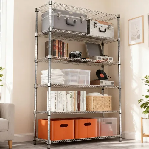 Miniatura 5 de M MZG Estantería de acero de 6 niveles, 2100 libras, estantería de almacenamiento de utilidad, organizador de acero, estante de alambre para el Cromo