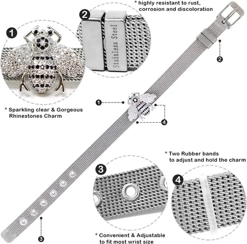 Miniatura 4 de Me Plus - Pulsera de acero inoxidable para mujer, diseño de diamantes de imitación de plata, oro transparente