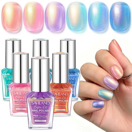 Miniatura 11 de SAVILAND Juego de esmaltes de uñas: kit regular de esmalte de uñas de secado rápido, color burdeos, rojo oscuro, morado, verde, con base de aceite